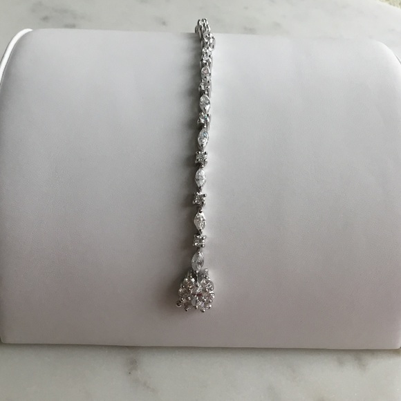 Sterling 7” Marquise & Round Cz Tennis Bracelet - Picture 12 of 17